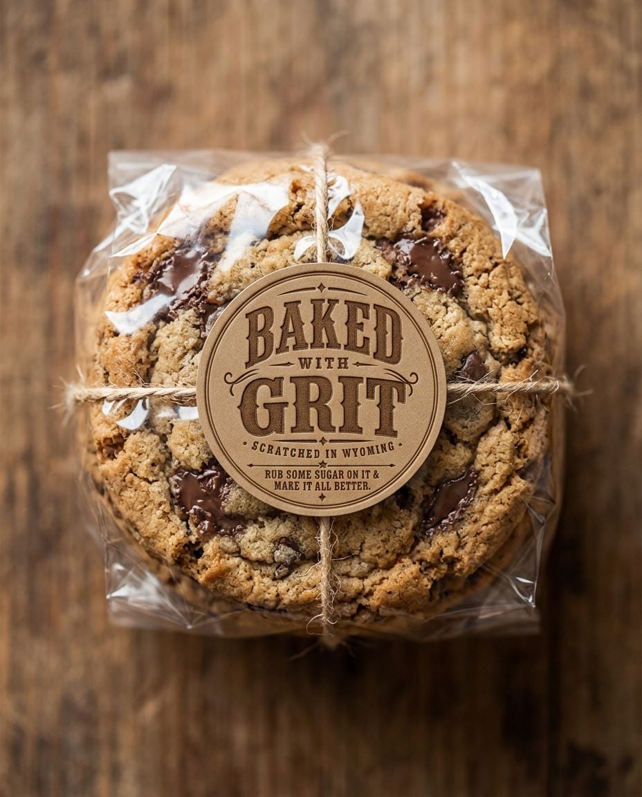 Signature chocolate chip cookies wrapped in cellophane